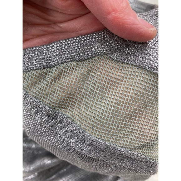 Donna Karan Collection M Silver Gray Metallic Stretch Midi Skirt - Picture 4 of 5